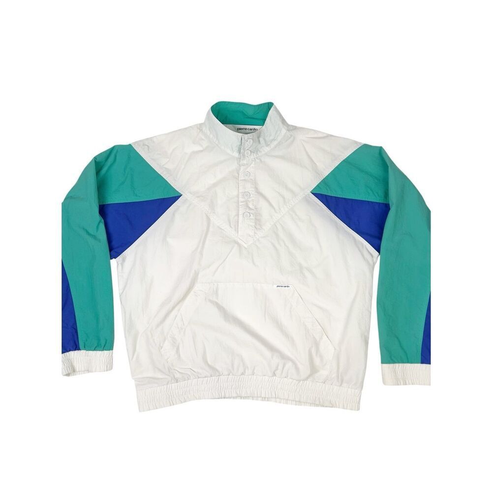 VTG 80s 90s Pierre Cardin Quarter Zip Pullover Windbreaker ColorBlock Size XL